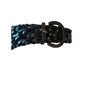 Handcrafted Black Braided Leather Belt With D-Ring Buckle 39 x2 inches women
